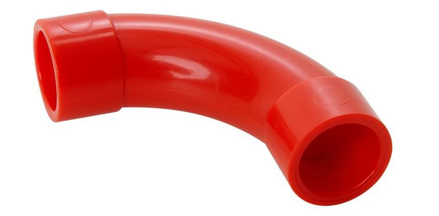 25mm ABS 90 Degree Slow Bend PK10 RED